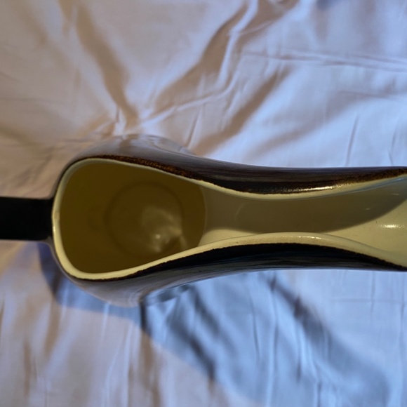 Redwing Pitcher ceramic 40's VTG MCM dark bronze glaze stretched spout shapely - Picture 3 of 5
